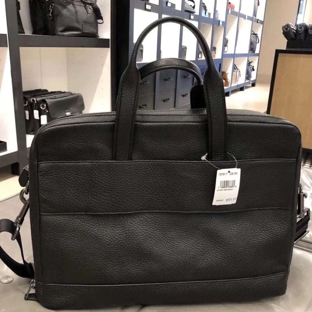 NWT Coach Hamilton Leather Briefcase Men's Business Bag Genuine Black F27617